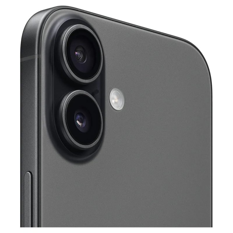 Detalhe das duas câmeras traseiras do iPhone 17 preto