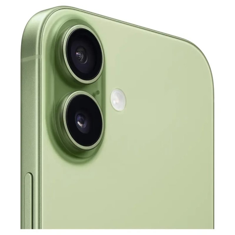 Detalhe das duas câmeras traseiras do iPhone 17 sálvia